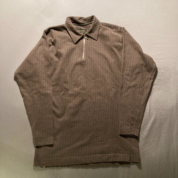 No Excess Collection Half-Zip Sweater with Subtle Pinstripes - Picture 2 of 11